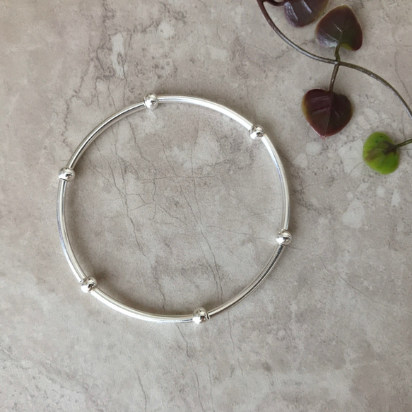 Silver925 6Tube ball Bracelet 第8張的照片