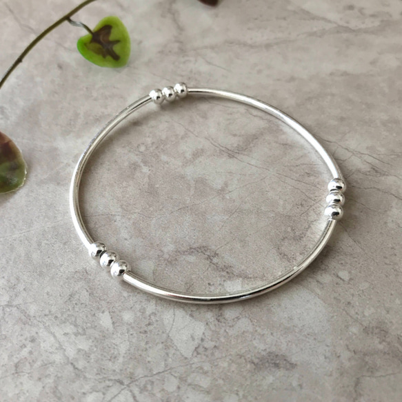 Silver925 3Tube ball Bracelet 第3張的照片