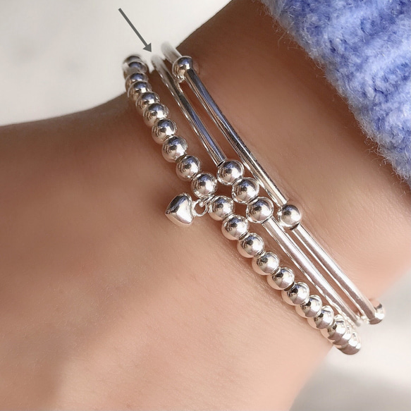 Silver925 3Tube ball Bracelet 第6張的照片