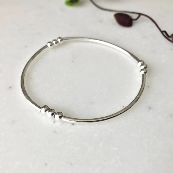 Silver925 3Tube ball Bracelet 第8張的照片