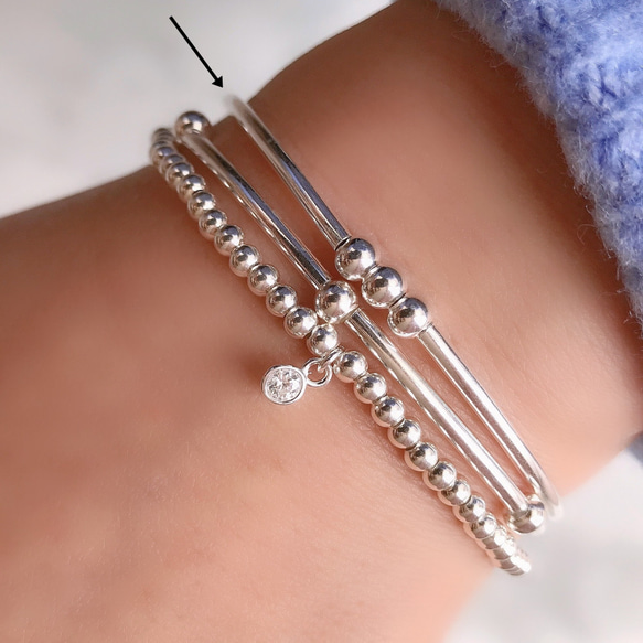 Silver925 3Tube ball Bracelet 第7張的照片