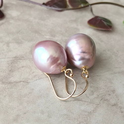 K14GF Baroque Pearl Dangle Earrings Rose Dust 第7張的照片