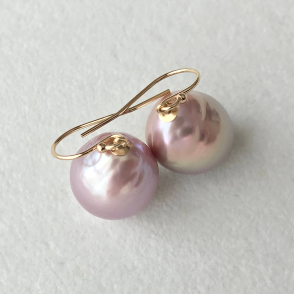 K14GF Baroque Pearl Dangle Earrings Rose Dust 第8張的照片