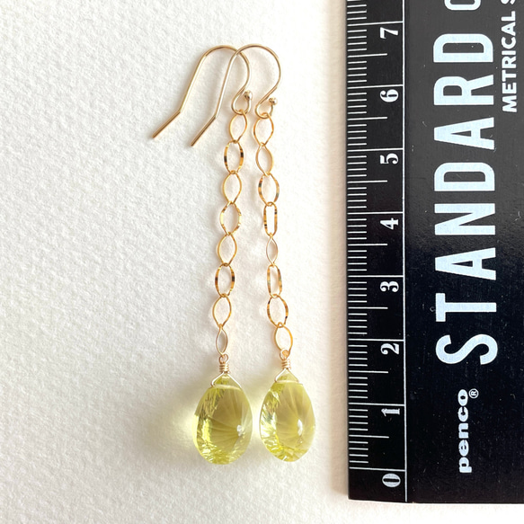 K14GF Lemon quartz long earrings 第4張的照片