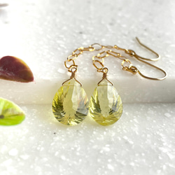 K14GF Lemon quartz long earrings 第7張的照片