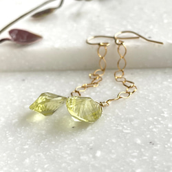 K14GF Lemon quartz long earrings 第9張的照片