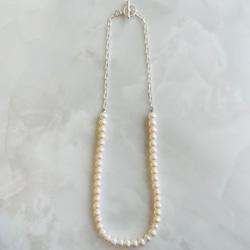 Silver925 white potato pearl chain combo necklace 第2張的照片