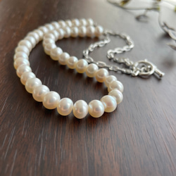 Silver925 white potato pearl chain combo necklace 第8張的照片