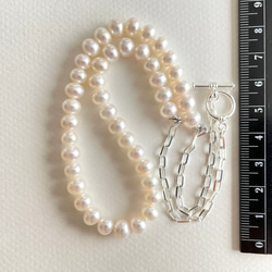 Silver925 white potato pearl chain combo necklace 第4張的照片