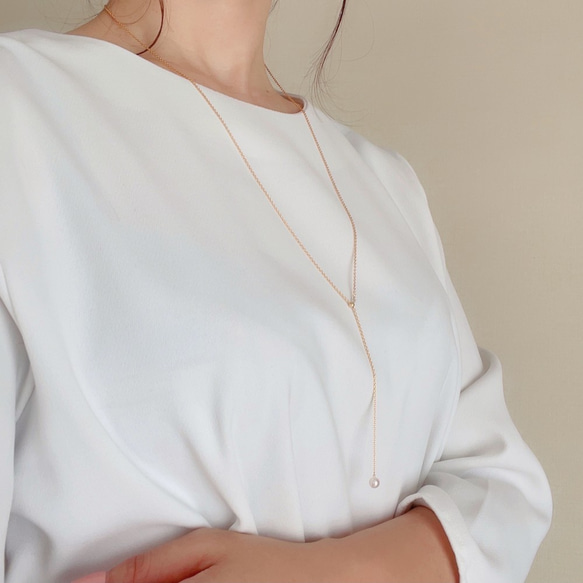 K14GF Akoya Pearl Long Y Necklace 第8張的照片