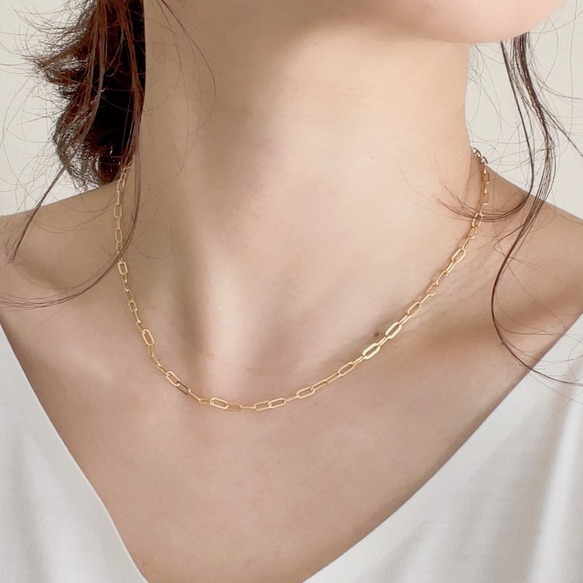 K14GF paper clip chain necklace 第1張的照片