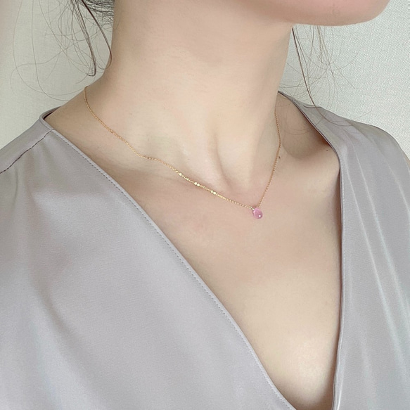 K14GF Pink Sapphire Necklace 第7張的照片