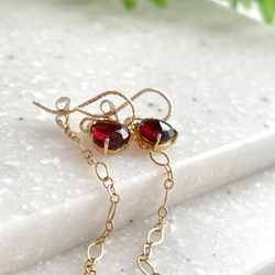 K14GF Garnet Earrings 第2張的照片