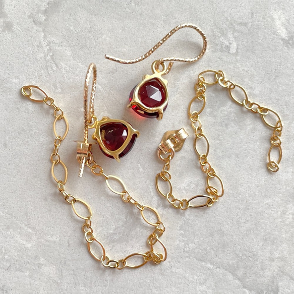 K14GF Garnet Earrings 第3張的照片