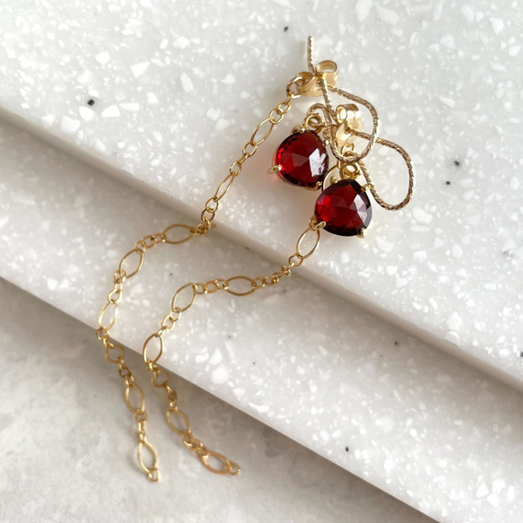 K14GF Garnet Earrings 第7張的照片