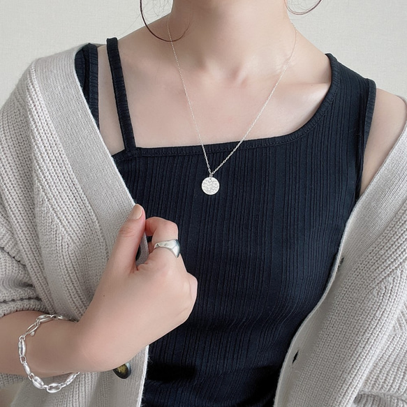 Silver925 hammered Coin Necklace 第10張的照片