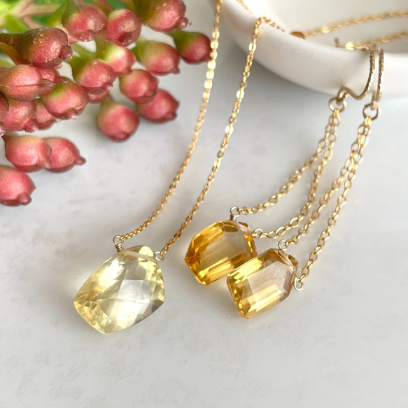 シトリン ネックレスとイヤリングセット