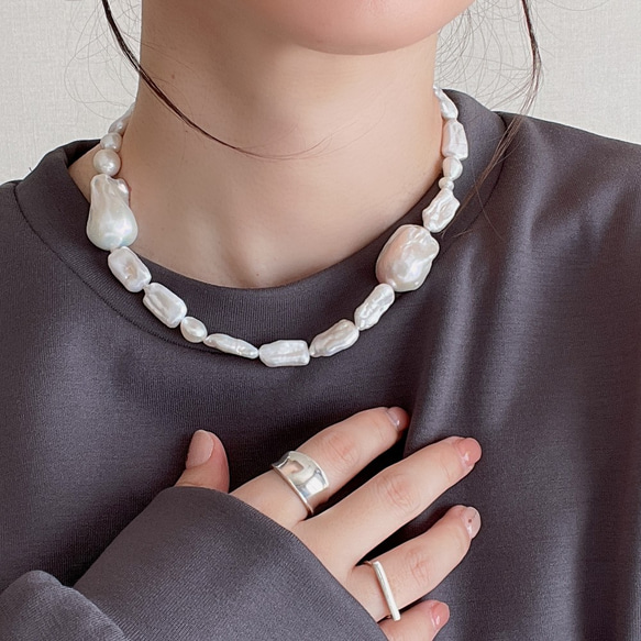 K14GF Baroque pearl toggle necklace 第3張的照片