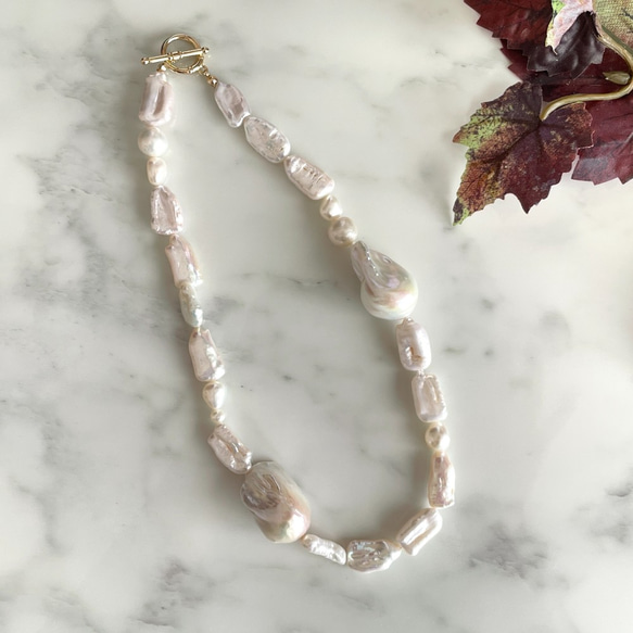 K14GF Baroque pearl toggle necklace 第6張的照片