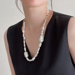 K14GF Baroque pearl toggle necklace 第10張的照片