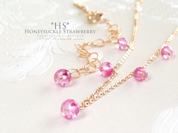 K14GF A wonderful color pink topaz necklace 第1張的照片