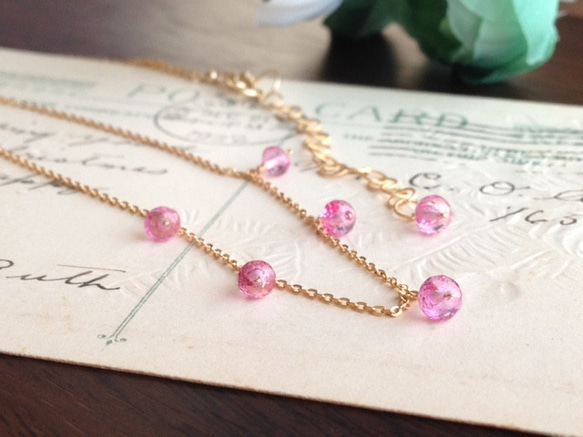 K14GF A wonderful color pink topaz necklace 第3張的照片