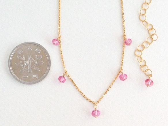 K14GF A wonderful color pink topaz necklace 第4張的照片