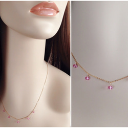 K14GF A wonderful color pink topaz necklace 第5張的照片