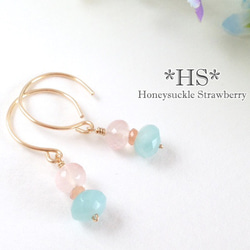 K14GF Three color gemstone small earrings 第7張的照片