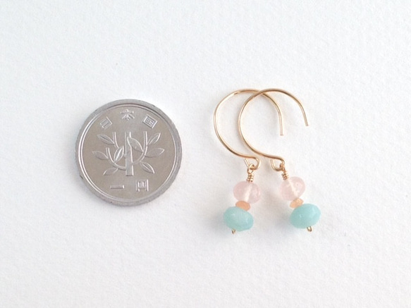 K14GF Three color gemstone small earrings 第4張的照片