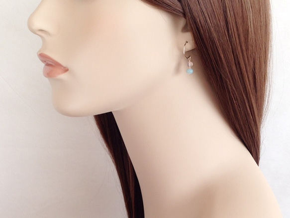 K14GF Three color gemstone small earrings 第5張的照片