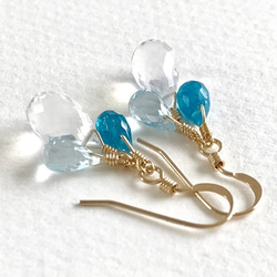 K14GF Silky quartz and blue gemstone earrings 第9張的照片