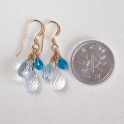 K14GF Silky quartz and blue gemstone earrings 第4張的照片