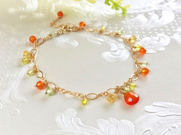 K14GF Bright orange carnelian bracelet 第1張的照片