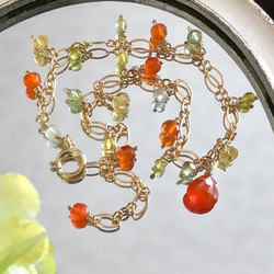 K14GF Bright orange carnelian bracelet 第2張的照片