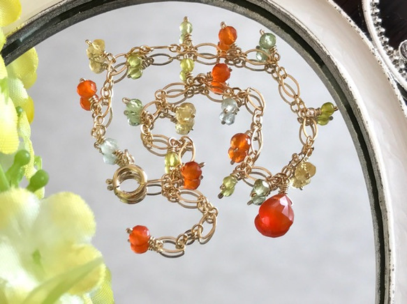 K14GF Bright orange carnelian bracelet 第2張的照片