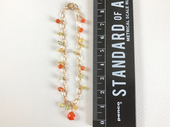 K14GF Bright orange carnelian bracelet 第4張的照片