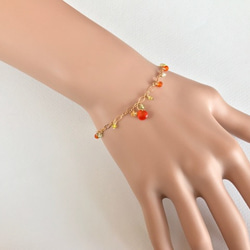 K14GF Bright orange carnelian bracelet 第5張的照片