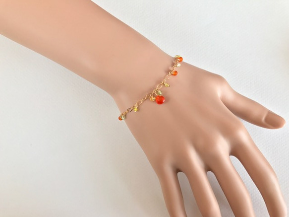 K14GF Bright orange carnelian bracelet 第5張的照片