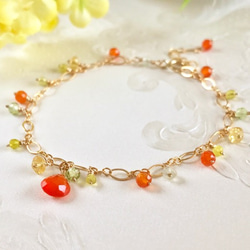 K14GF Bright orange carnelian bracelet 第6張的照片