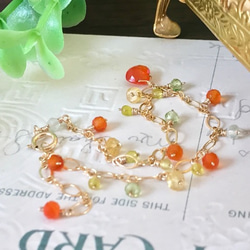 K14GF Bright orange carnelian bracelet 第8張的照片