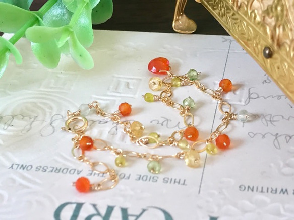 K14GF Bright orange carnelian bracelet 第8張的照片