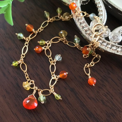 K14GF Bright orange carnelian bracelet 第9張的照片