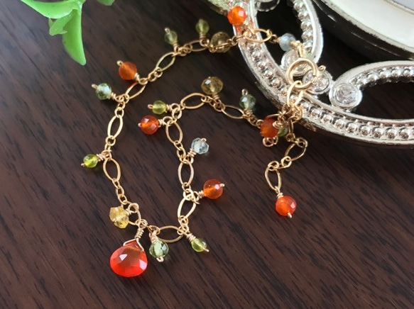 K14GF Bright orange carnelian bracelet 第9張的照片