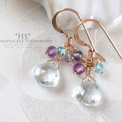 K14GF Pale Blue Aquamarine Earrings 第1張的照片