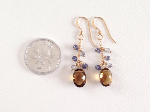 K14GF Beer Quartz Earrings 第4張的照片