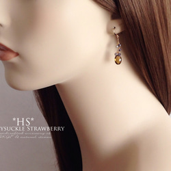 K14GF Beer Quartz Earrings 第5張的照片