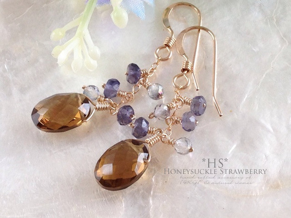 K14GF Beer Quartz Earrings 第7張的照片