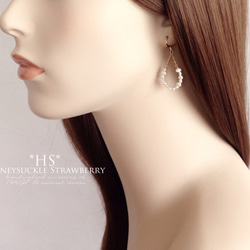 K14GF Freshwater pearl drop shape hoop earrings 第5張的照片