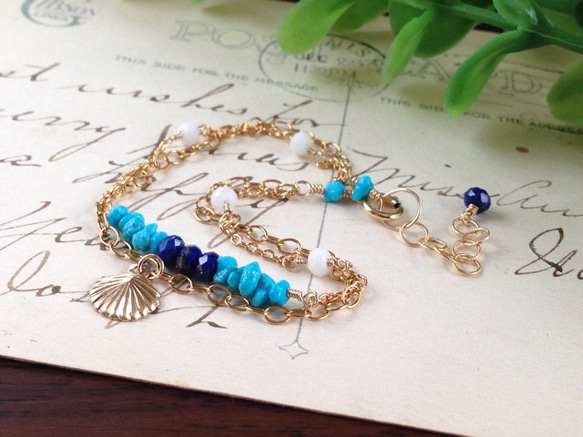 K14GF Summer-like color shade two consecutive bracelet 第3張的照片